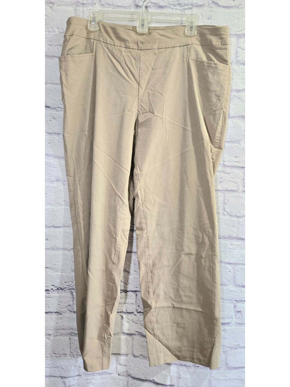 Time & Tru Tan Pull On Flat Front Pants XL Stretch Elastic Waist